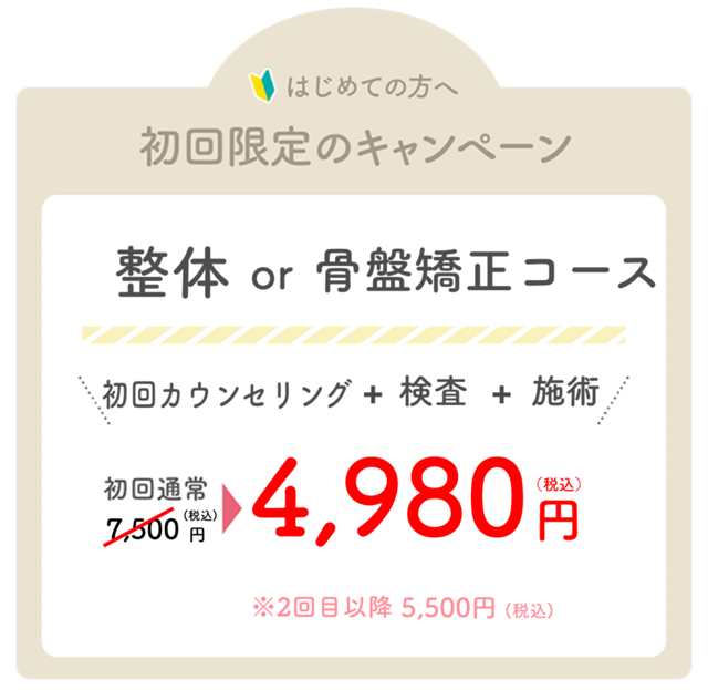 産後の骨盤矯正初回割引クーポン